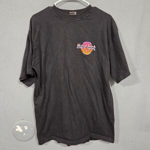 Hard Rock Cafe Melbourne 25th Anniversary T Shirt Mens Size L Black Flames